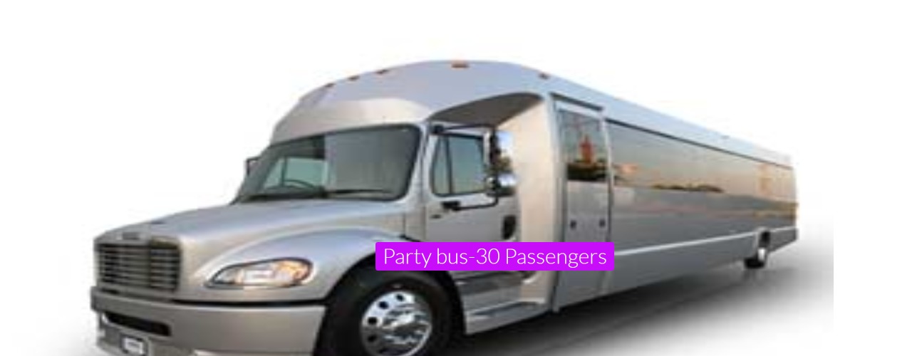 A silver party bus with the door open.